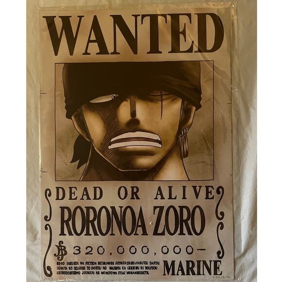 One Piece Wallcovering Poster WANTED Dead or Alive RORONA ZORO - Made in Japan - Picture 1 of 6